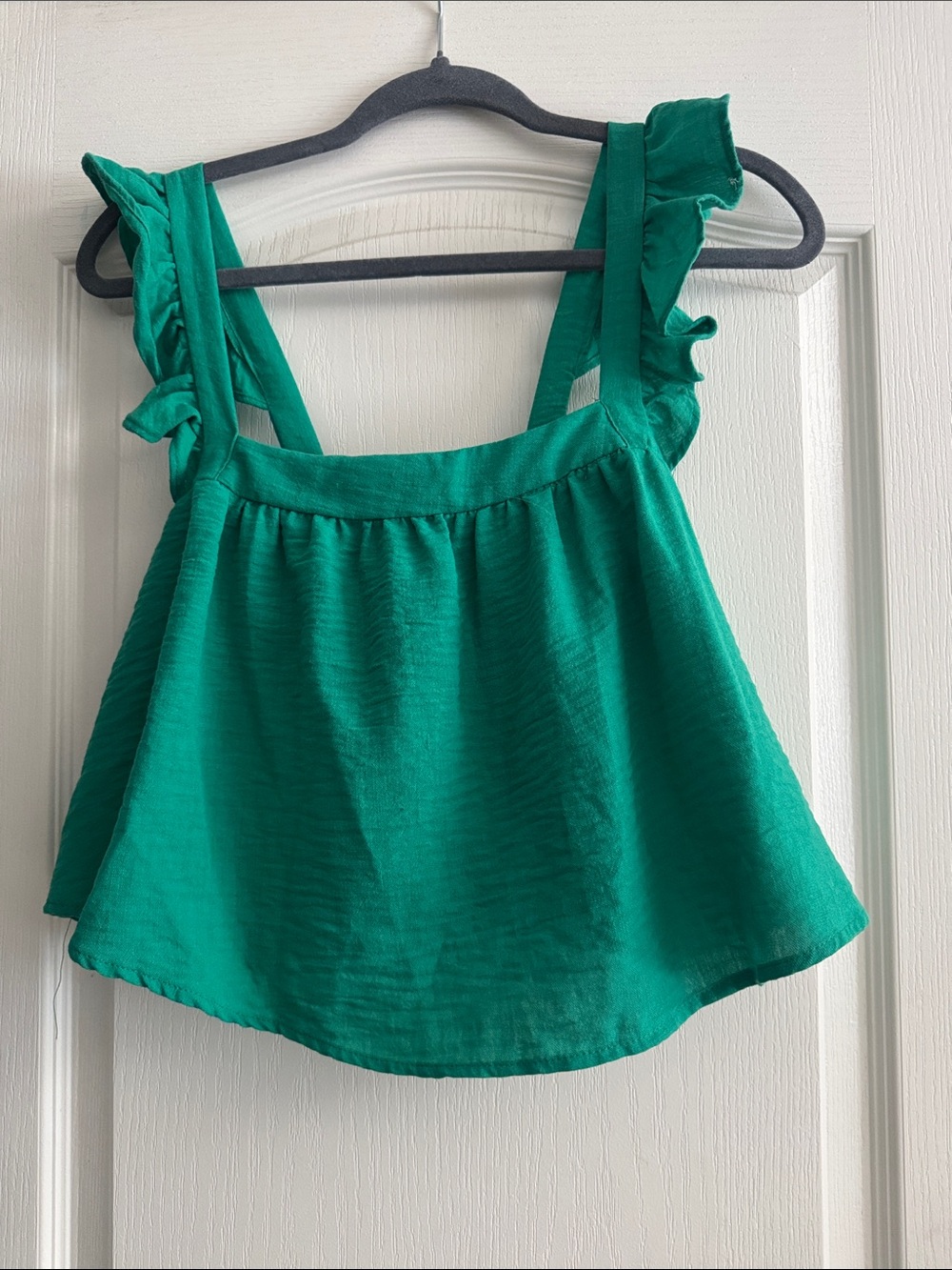 Sienna Sky Emerald Green Ruffle Strap Tank Top